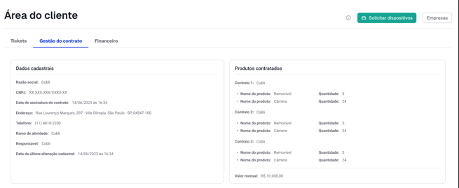 Area do cliente